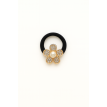 Élastique cheveux bijou Fleur Dorée – perle et pétales strassés Élastique cheveux bijou Fleur Dorée – perle et pétales strassés