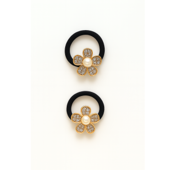 Élastique cheveux bijou Fleur Dorée - élastique bijou