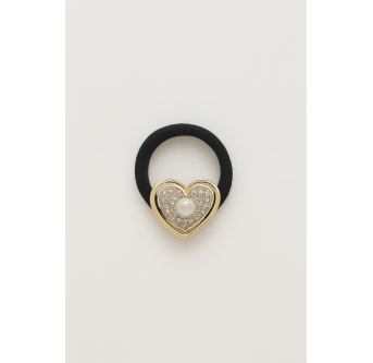 coeurs Précieux – Élastiques cheveux bijoux dorés et nacrés