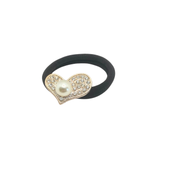 coeurs Précieux – Élastiques cheveux bijoux dorés et nacrés