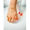 Vie en Rose – Bracelet ajustable perles bicolores et pendentif acier inoxydable doré Vie en Rose – Bracelet ajustable perles bicolores et pendentif acier inoxydable doré