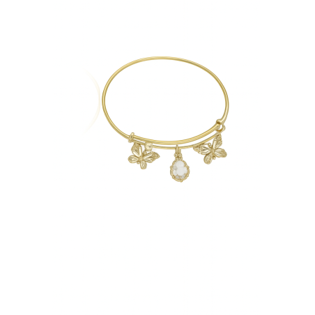 Charms Papillons & Nacre blanche - Bracelet Jonc