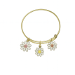 Trio de Marguerites plaqué or 24 K - Bracelet Jonc 