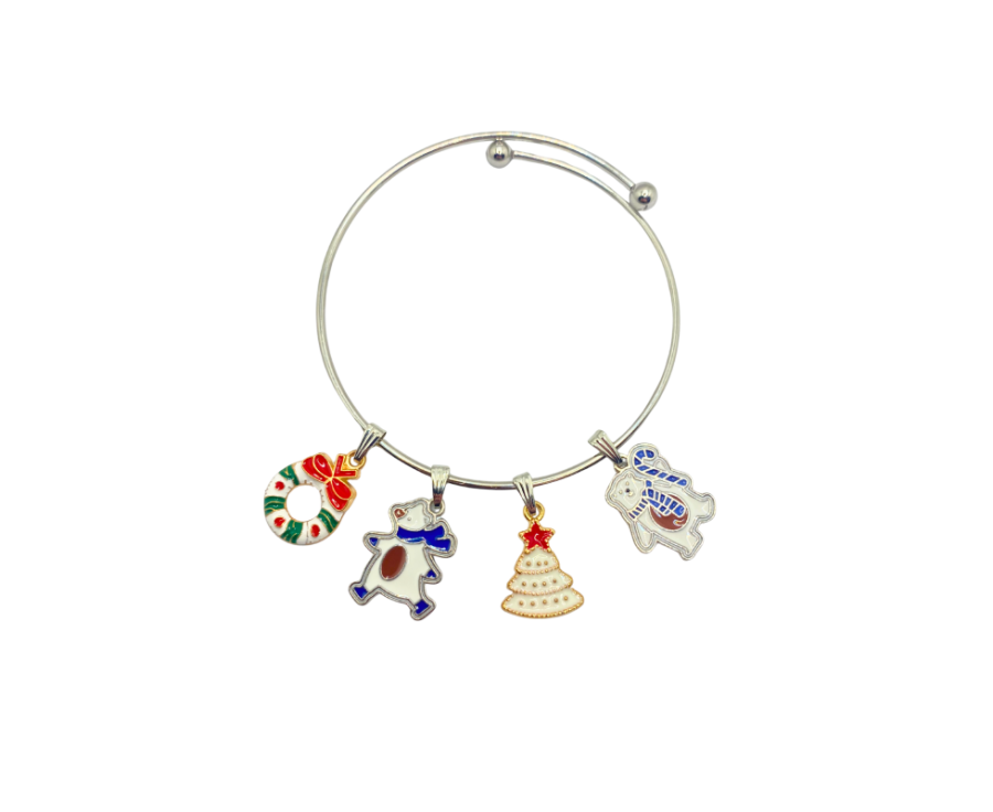 Ronde de Fêtes – Bracelet charms Noël en acier  Ronde de Fêtes – Bracelet charms Noël en acier