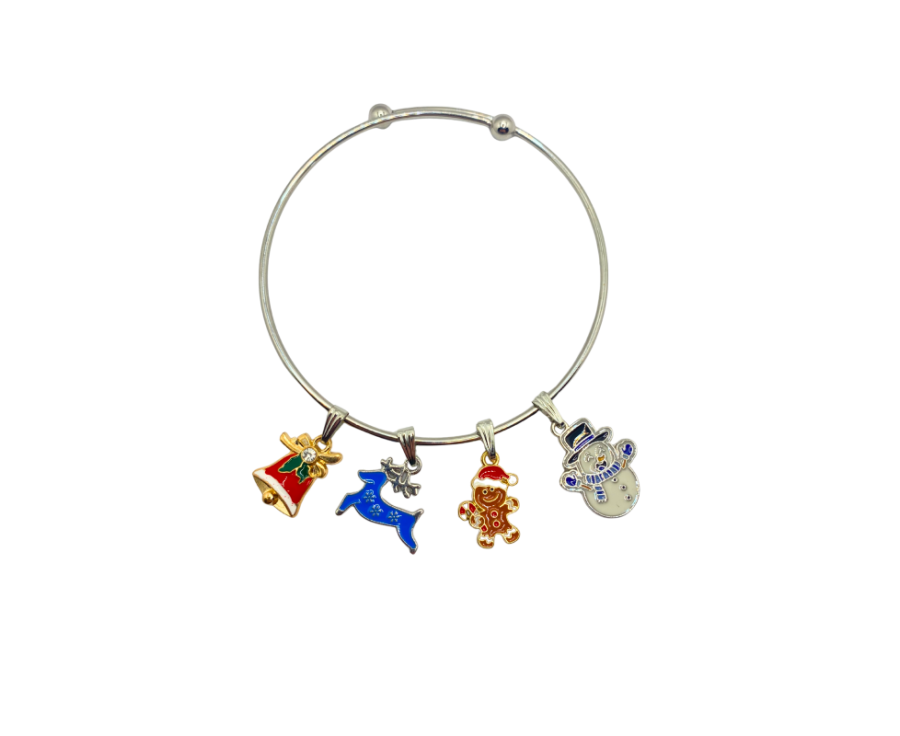 Lumière de Sapin – Bracelet charms Noël en acier  Lumière de Sapin – Bracelet charms Noël en acier