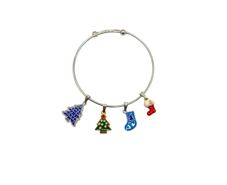 Noël au Poignet – Bracelet charms festifs en acier  Noël au Poignet – Bracelet charms festifs en acier