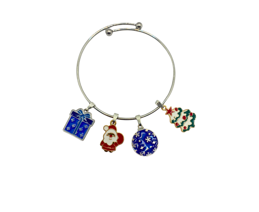 Féerie Argentée – Bracelet de Noël en acier  Féerie Argentée – Bracelet de Noël en acier