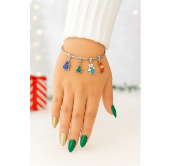 Noël au Poignet – Bracelet charms festifs en acier