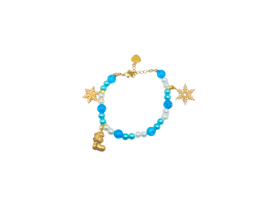Noël Doré – Bracelet charms festifs en acier  Noël Doré – Bracelet charms festifs en acier