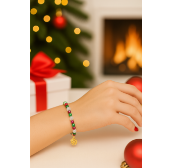 Lumière de Renne – Bracelet de Noël en perles avec charms