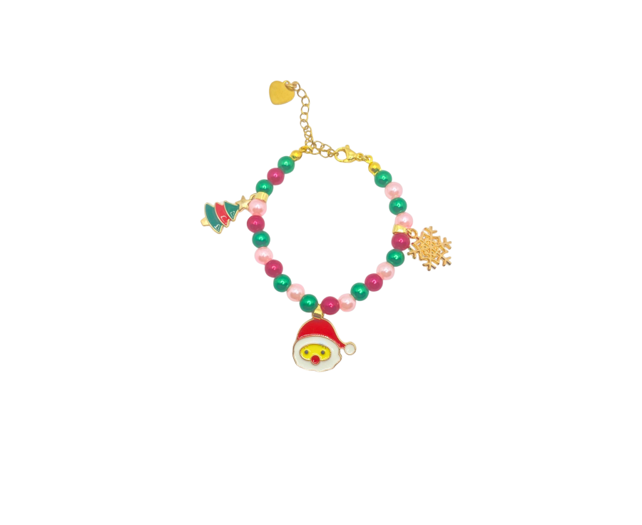 Neige Épicée – Bracelet de Noël en perles avec charms  Neige Épicée – Bracelet de Noël en perles avec charms