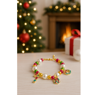 Ronde Polaire – Bracelet de Noël en perles avec charms
