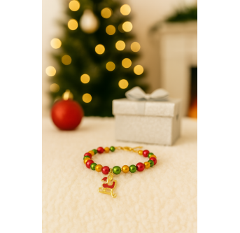 Lueur de Sapin – Bracelet de Noël en perles avec charms