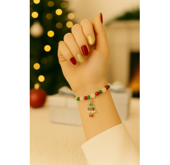 Talisman d’Hiver – Bracelet de Noël en perles avec charms