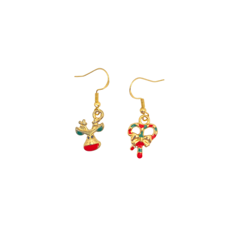 Un Renne , un Bonbon - Boucles d'oreilles Noël