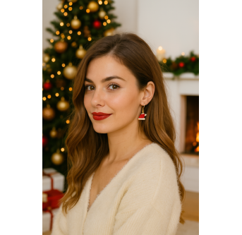 Boucles d’oreilles Noël – Bonnet Magique doré AU2Bijoux