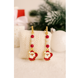 Boucles d’oreilles dorées Noël Merveilleux – charms artisanaux 