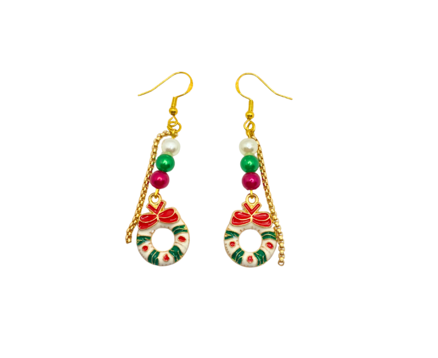 Boucles d’oreilles Neige dorée – charms artisanaux festifs Boucles d’oreilles Neige dorée – charms artisanaux festifs