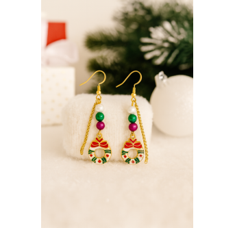 Boucles d’oreilles Neige Dorée – charms artisanaux festifs