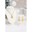 Parure Flocon Givré – Bijou Noël Collier & Boucles Acier doré Parure Flocon Givré – Bijou Noël Collier & Boucles Acier doré