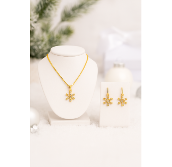 Parure Flocon Précieux – Bijou Noël Collier & Boucles Acier 