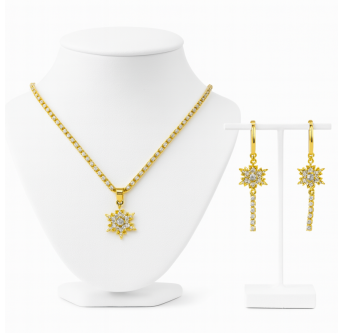 Flocon Scintillant Parure ou à l'unité Boucles d'oreilles / Collier