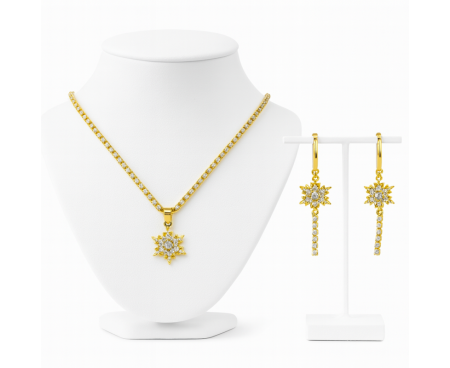 Parure Flocon Scintillant – Bijou Noël |Collier & Boucles Acier Parure Flocon Scintillant – Bijou Noël |Collier & Boucles Acier