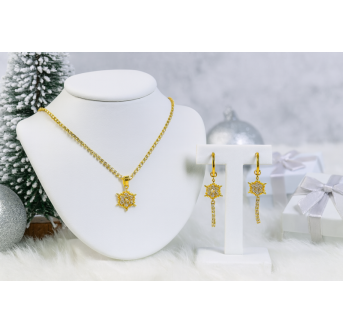 Parure Flocon Scintillant – Bijou Noël |Collier & Boucles Acier 