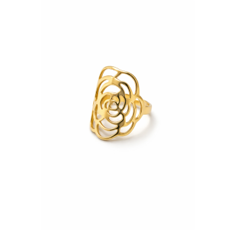 Bague Rose - Plaqué or 24K