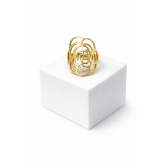 Bague Rose Symbolique plaqué Or 24K - Bijou artisanal