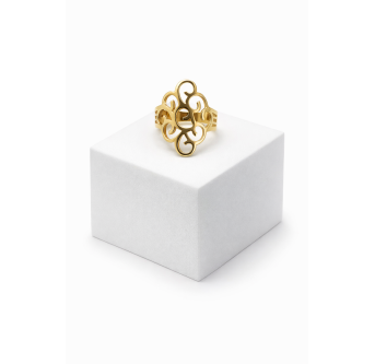 Bague Symbolique Rosace Ajourée plaqué Or 24k - Bijou Artisanal