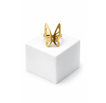 Bague Papillon Symbolique Plaqué or 24K - Bijou Artisanal
