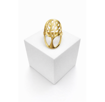 Bague Arbre de Vie Symbolique plaqué Or 24K - Bijou Artisanal