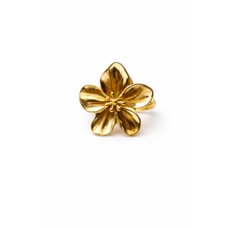 Bague Fleur Symbolique Plaqué Or 24K - Bijou Artisanal