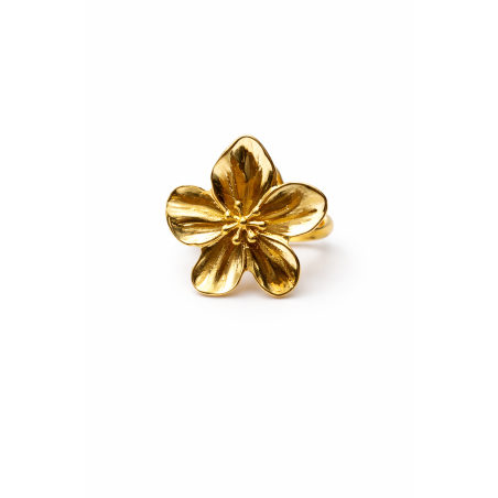 Bague Fleur Symbolique Plaqué Or 24K - Bijou Artisanal