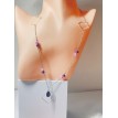 Pierre Violette – Collier élégant en acier inoxydable avec perles violettes et pendentif carré