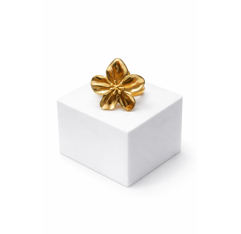 Bague Fleur Symbolique Plaqué Or 24K - Bijou Artisanal