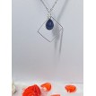Pierre Violette – Collier élégant en acier inoxydable avec perles violettes et pendentif carré