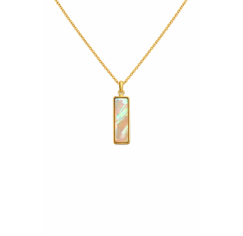 Collier Rectangle Nacré - Plaqué or 24K