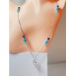 Cœur Bleu – Collier argenté avec perles bleues et pendentif cœur en strass élégant et raffiné Cœur Bleu – Collier argenté avec perles bleues et pendentif cœur en strass élégant et raffiné