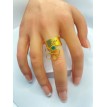 Printemps Vert – Bague ajustable en acier inoxydable plaqué or 24K avec pendentif Printemps Vert – Bague ajustable en acier inoxydable plaqué or 24K avec pendentif