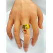 Bague ajustable or avec pendentif Cœur Rouge et pierre rouge Bague ajustable or avec pendentif Cœur Rouge et pierre rouge