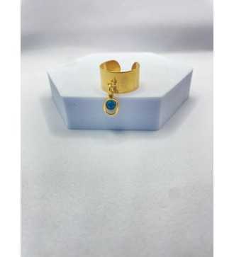 Bague ajustable or avec pendentif goutte d'eau turquoise