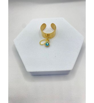 Bague ajustable or avec pendentif goutte d'eau turquoise