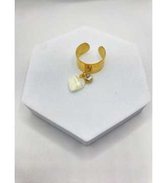 Bague Cœur en Nacre – Or 24K et nacre blanche naturelle AU2bijoux