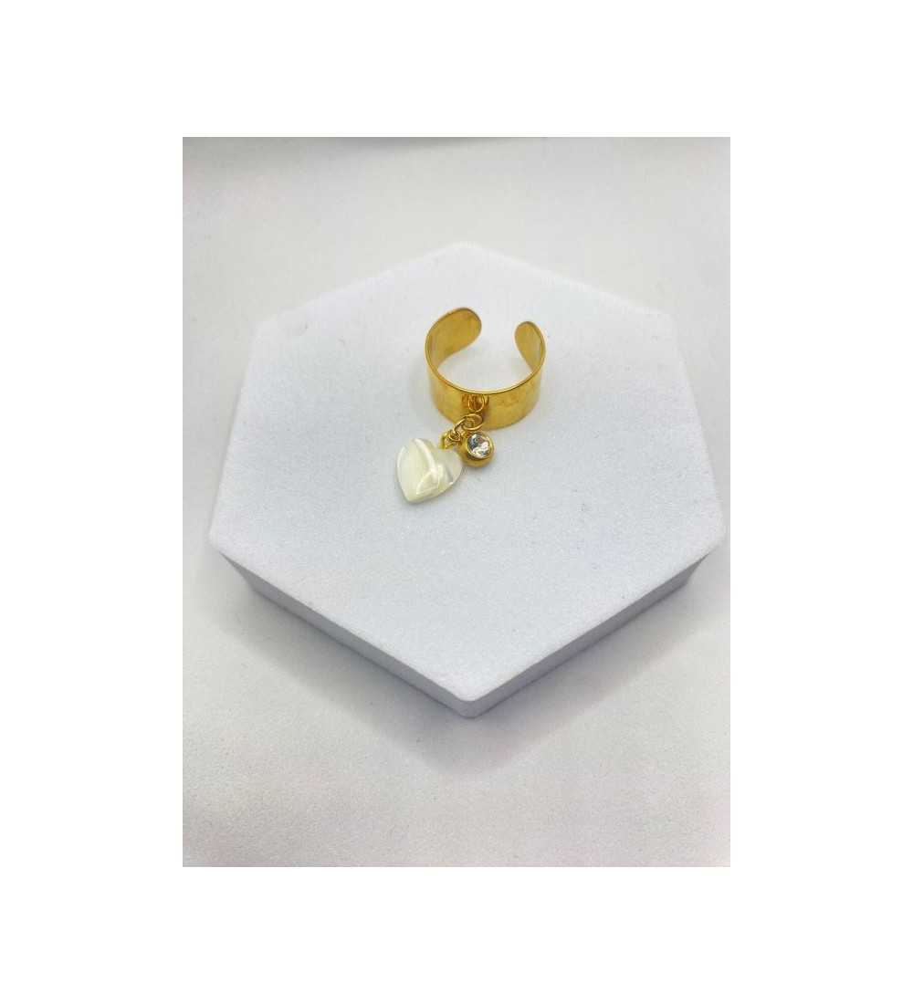 Bague Cœur en Nacre – Or 24K et nacre blanche naturelle AU2bijoux