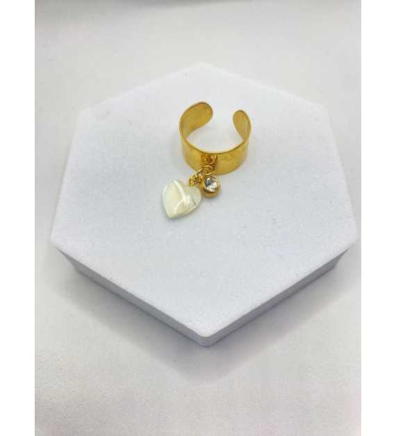 Bague Cœur en Nacre – Or 24K et nacre blanche naturelle AU2bijoux