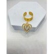 Bague ajustable or avec pendentif Coeur Strass éclatant et élégant Bague ajustable or avec pendentif Coeur Strass éclatant et élégant
