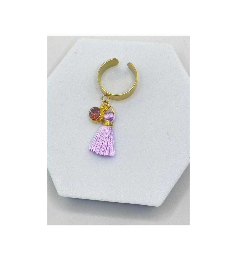 Volant Violine – Bague ajustable acier inoxydable plaqué or 24K 