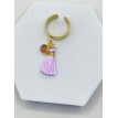 Volant Violine – Bague ajustable en acier inoxydable plaqué or 24K avec pendentif volant  Volant Violine – Bague ajustable en acier inoxydable plaqué or 24K avec pendentif volant